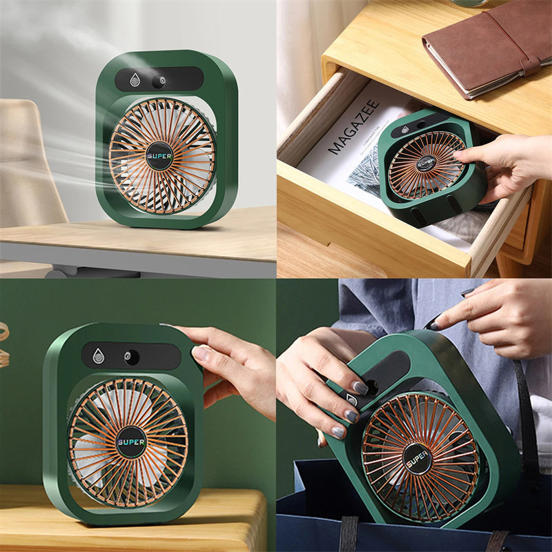 USB Rechargeable Desk Misting Fan with Humidifier and 3 Wind Speeds - Kaldas Online Shopping