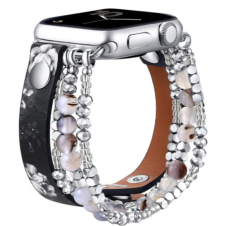 Metal Agate Beaded Watch Band - Kaldas Online Shopping