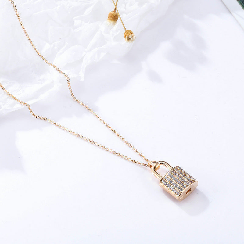 Zircon Lock Necklace - Kaldas Online Shopping