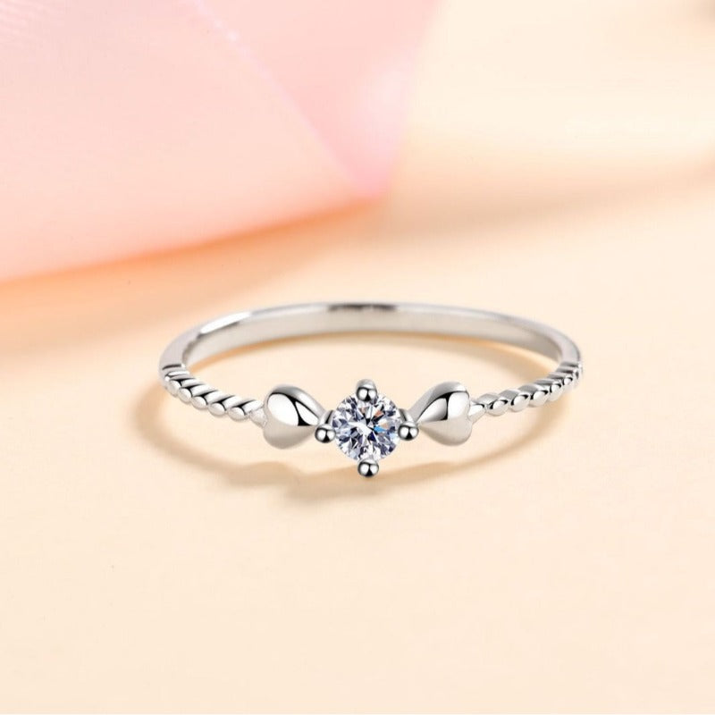 S925 Sterling Silver Heart Wave Ring
