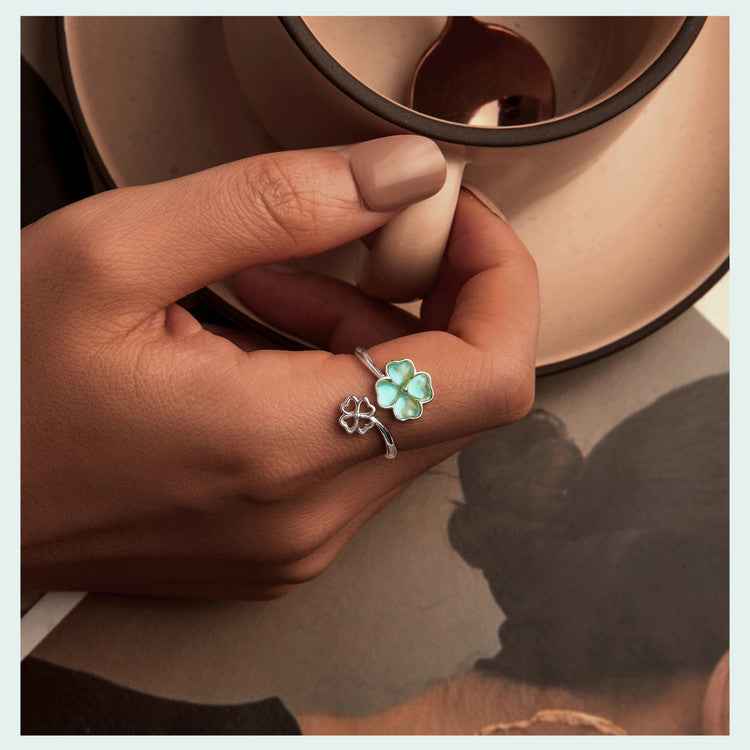 Lucky Four-Leaf Clover Ring Sterling Silver - Kaldas Online Shopping