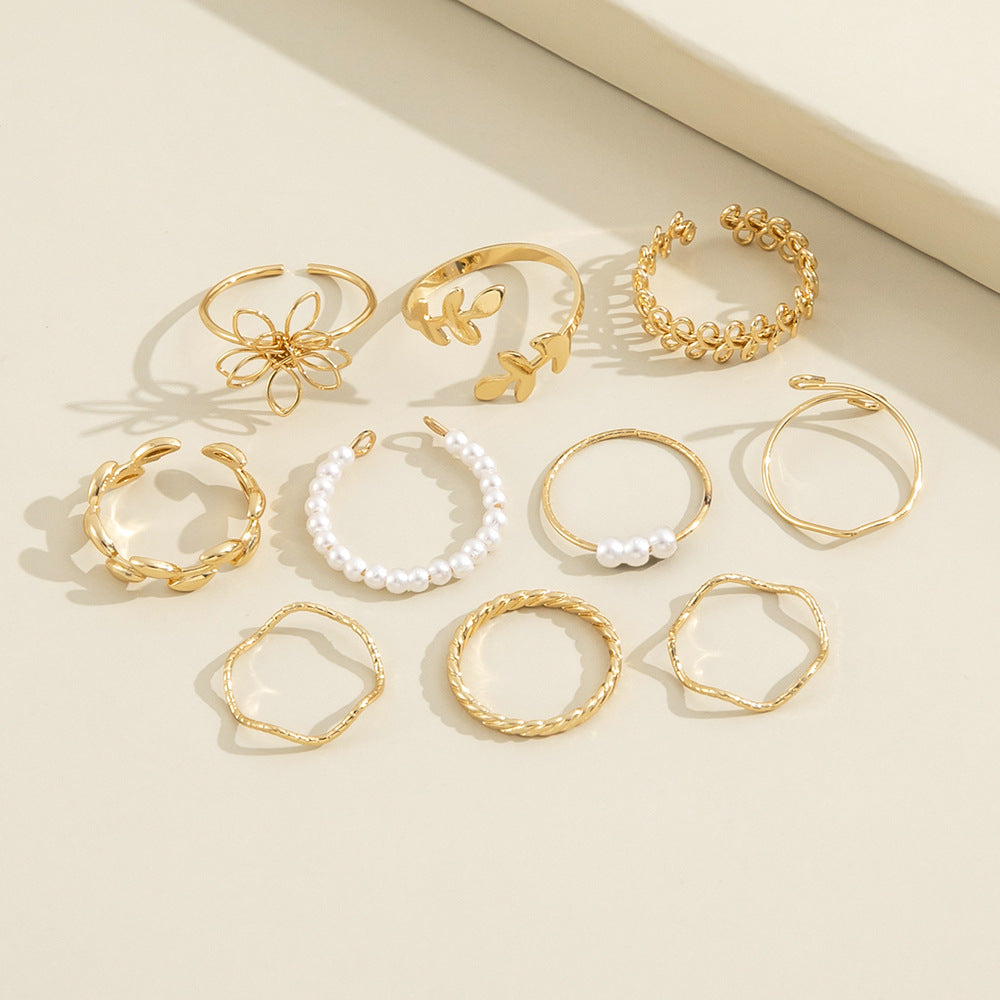 Openwork Flower Ring Set - Kaldas Online Shopping