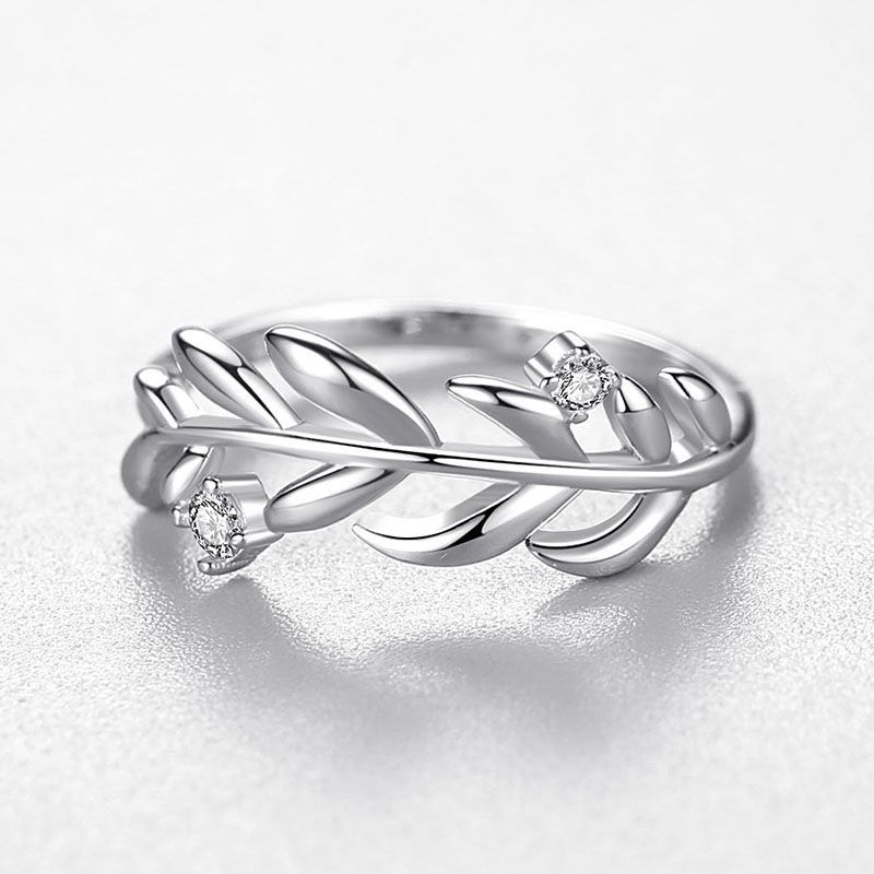 Silver Micro Diamond Leaf Ring - Kaldas Online Shopping