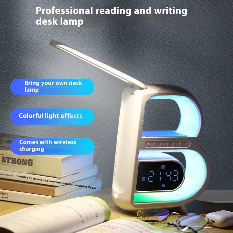 B-Shaped Bluetooth Speaker with Wireless Charger and Rhythm Lighting