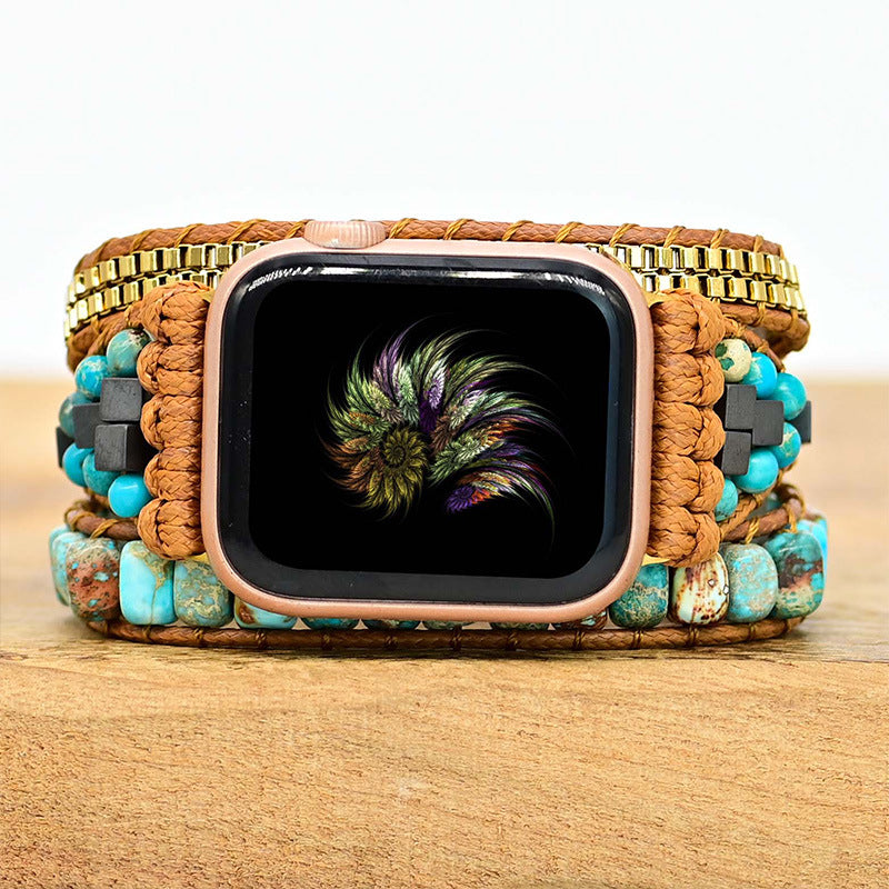 Large Turquoise Bead Boho Watch Band - Kaldas Online Shopping