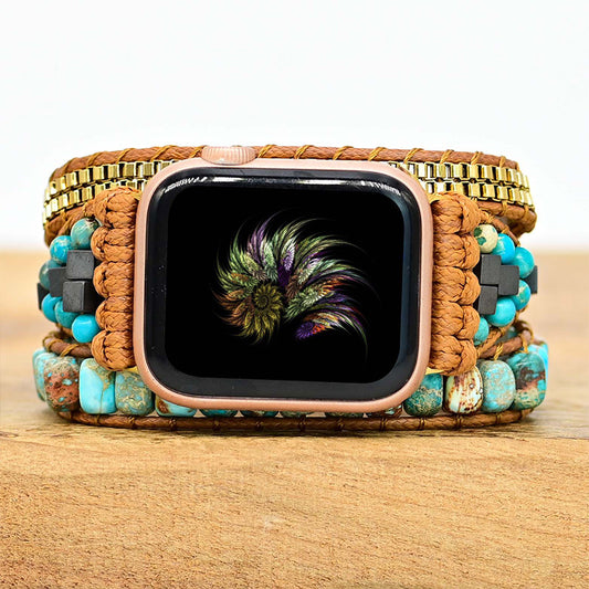 Large Turquoise Bead Boho Watch Band - Kaldas Online Shopping