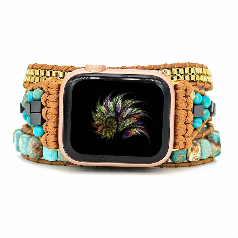 Large Turquoise Bead Boho Watch Band - Kaldas Online Shopping