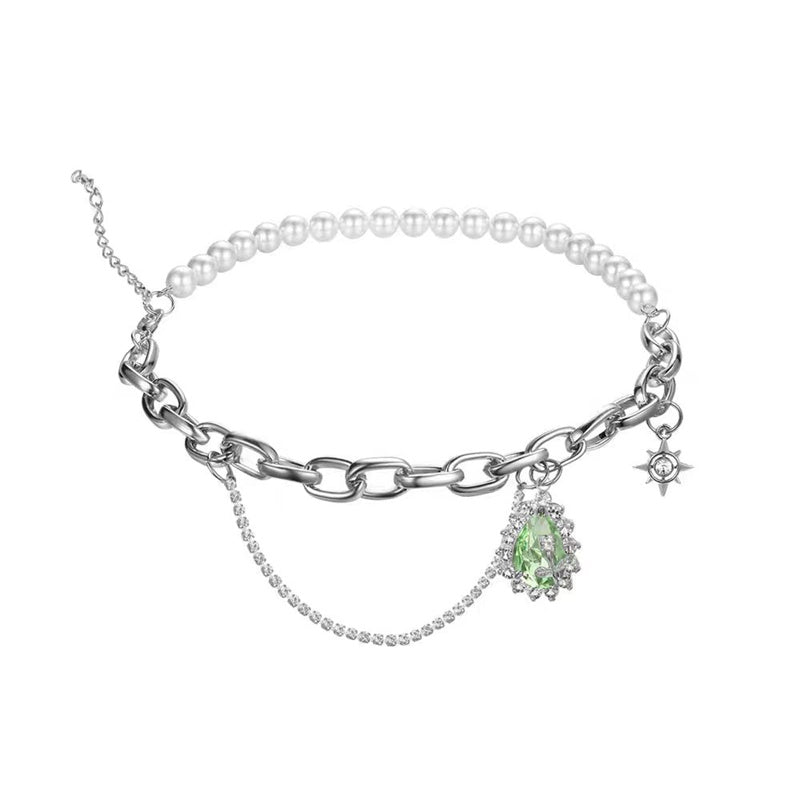 Rhinestone Pearl Necklace - Kaldas Online Shopping