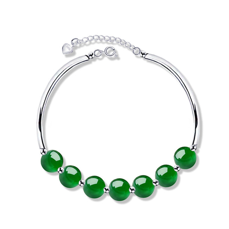 925 Sterling Silver Natural Crystal Masonite Bracelet