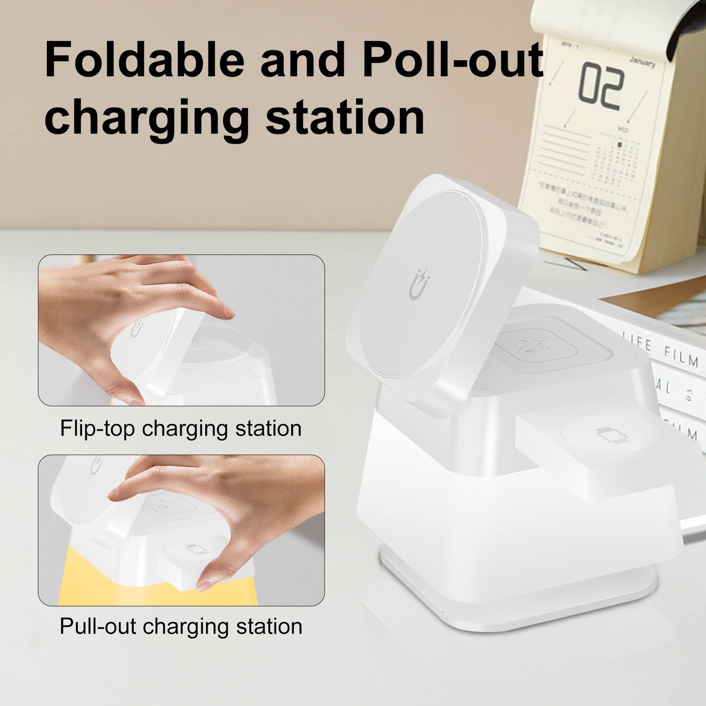 4-in-1 Rotatable Wireless Charger Stand for Phone - Kaldas Online Shopping