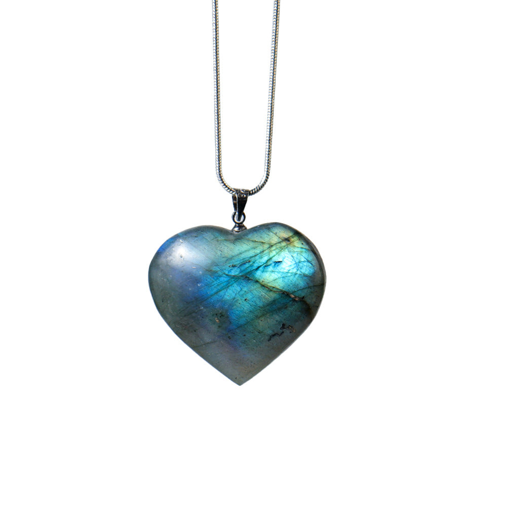 Natural Crystal Stone Heart-shaped Necklace - Kaldas Online Shopping