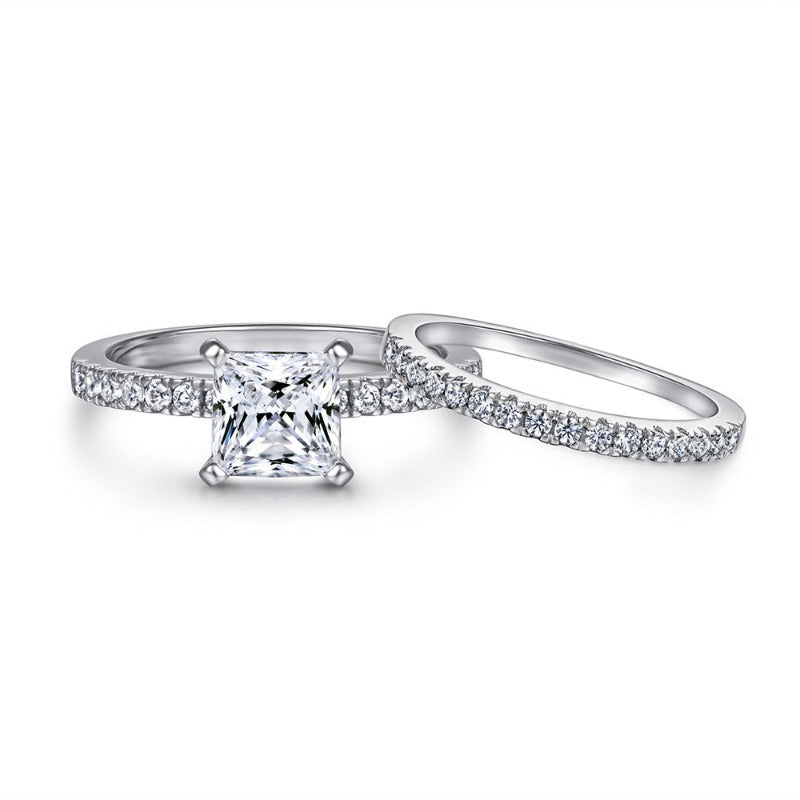 S925 Sterling Silver 2 Pieces Ring set