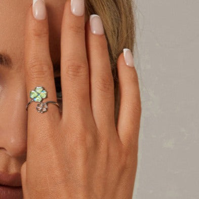 Lucky Four-Leaf Clover Ring Sterling Silver - Kaldas Online Shopping
