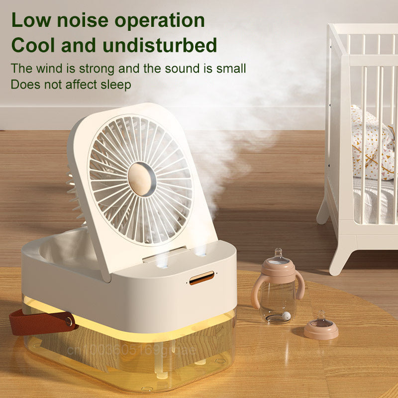 Portable Mist Fan: USB-Powered Air Cooler & Humidifier with Night Light