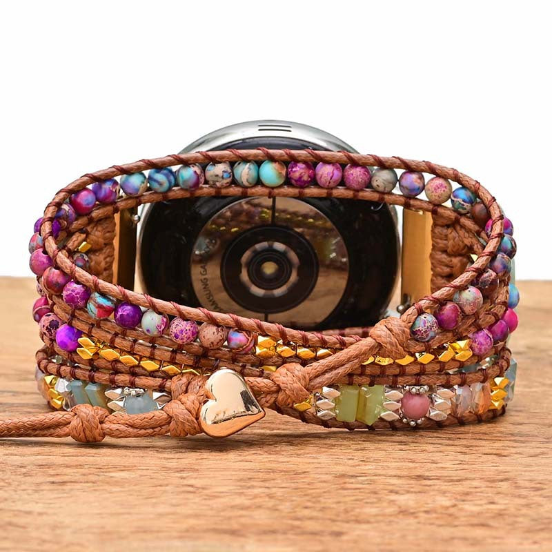 Boho Wrapped Stone Bead Woven Watch Band - Kaldas Online Shopping