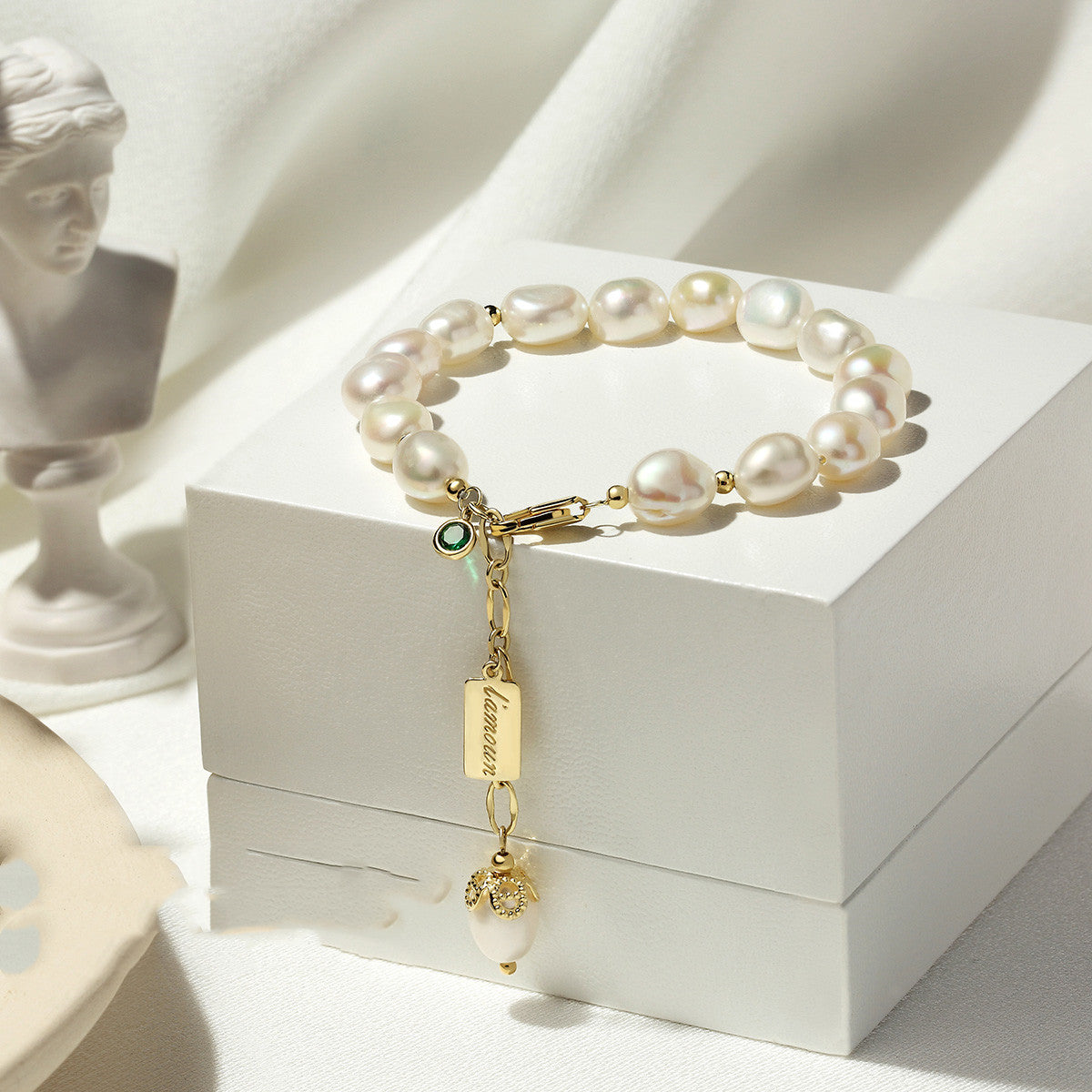 Natural Zircon Pearl Bracelet - Kaldas Online Shopping