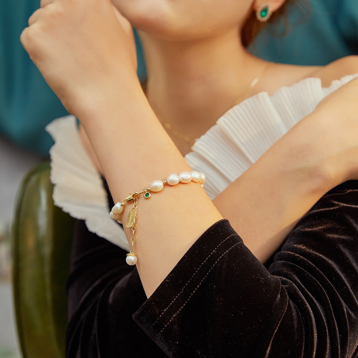 Natural Zircon Pearl Bracelet - Kaldas Online Shopping
