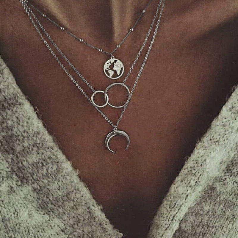 Multilayer Moon Map Necklace - Kaldas Online Shopping