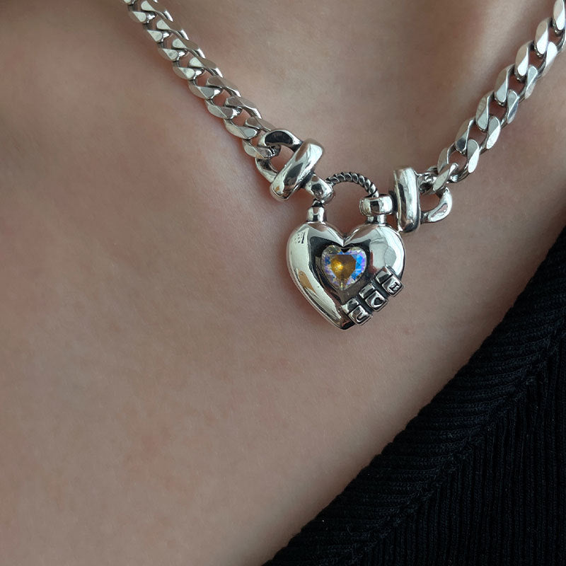 Thai Silver-Plated Heart Sweater Necklace