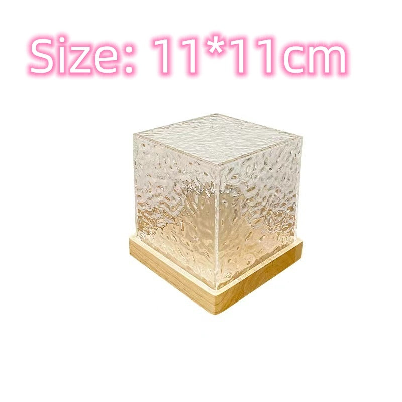 16-Color LED Water Ripple Crystal Table Lamp: USB Rotating Projection & RGB Dimmable Night Light - Kaldas Online Shopping