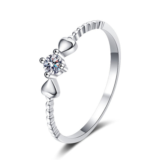 S925 Sterling Silver Heart Wave Ring