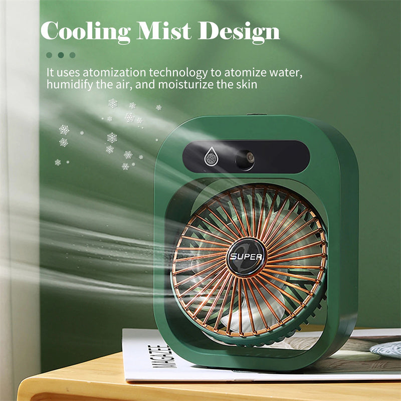 USB Rechargeable Desk Misting Fan with Humidifier and 3 Wind Speeds - Kaldas Online Shopping