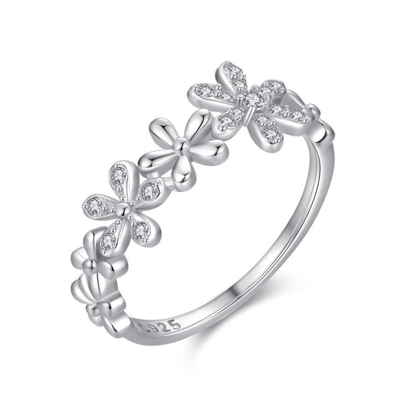 Sterling Silver Micro Diamond Daisy Ring - Kaldas Online Shopping