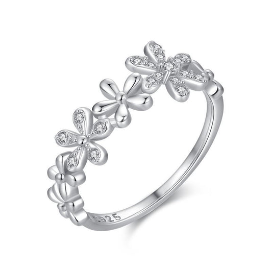 Sterling Silver Micro Diamond Daisy Ring - Kaldas Online Shopping