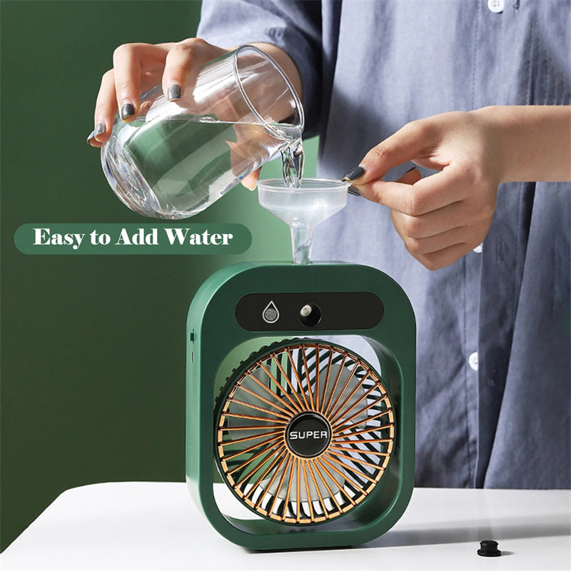 USB Rechargeable Desk Misting Fan with Humidifier and 3 Wind Speeds - Kaldas Online Shopping