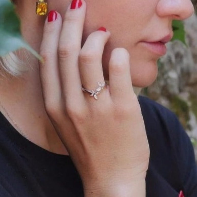 Sterling Silver Adjustable Butterfly Ring - Kaldas Online Shopping