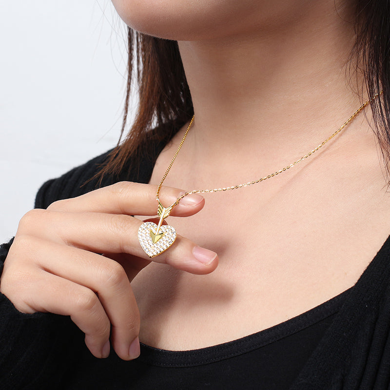 Silver Diamond Heart Shaped Necklace - Kaldas Online Shopping