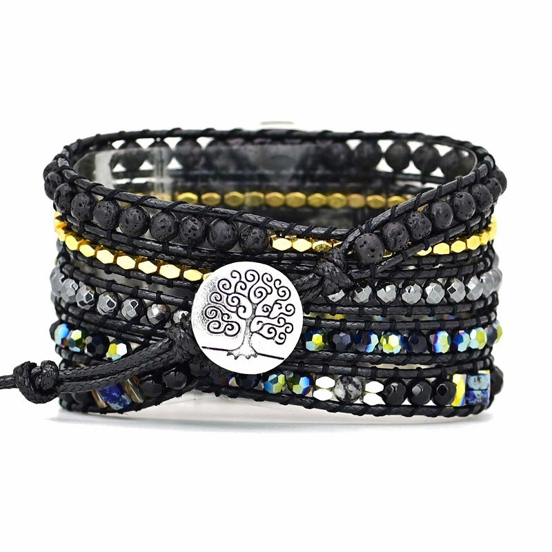 Black Vintage Natural Stone Woven Watch Band - Kaldas Online Shopping