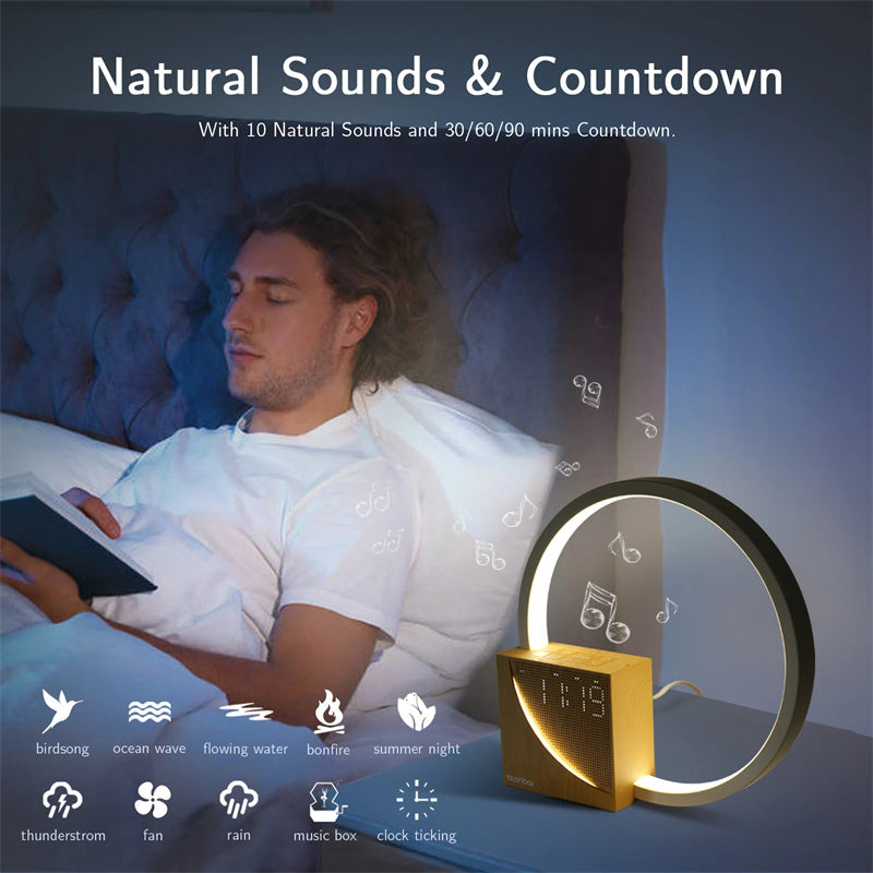 Touch Bedside Lamp with Alarm Clock, Natural Sounds, and Touch Control - Kaldas Online Shopping