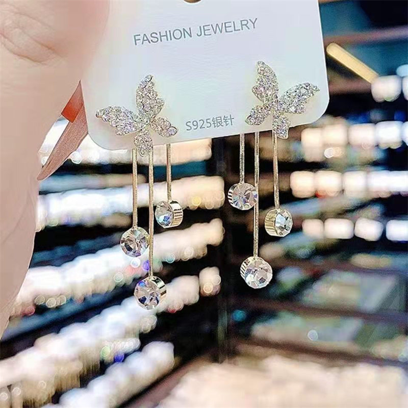 Shiny Butterfly Rhinestone Earrings