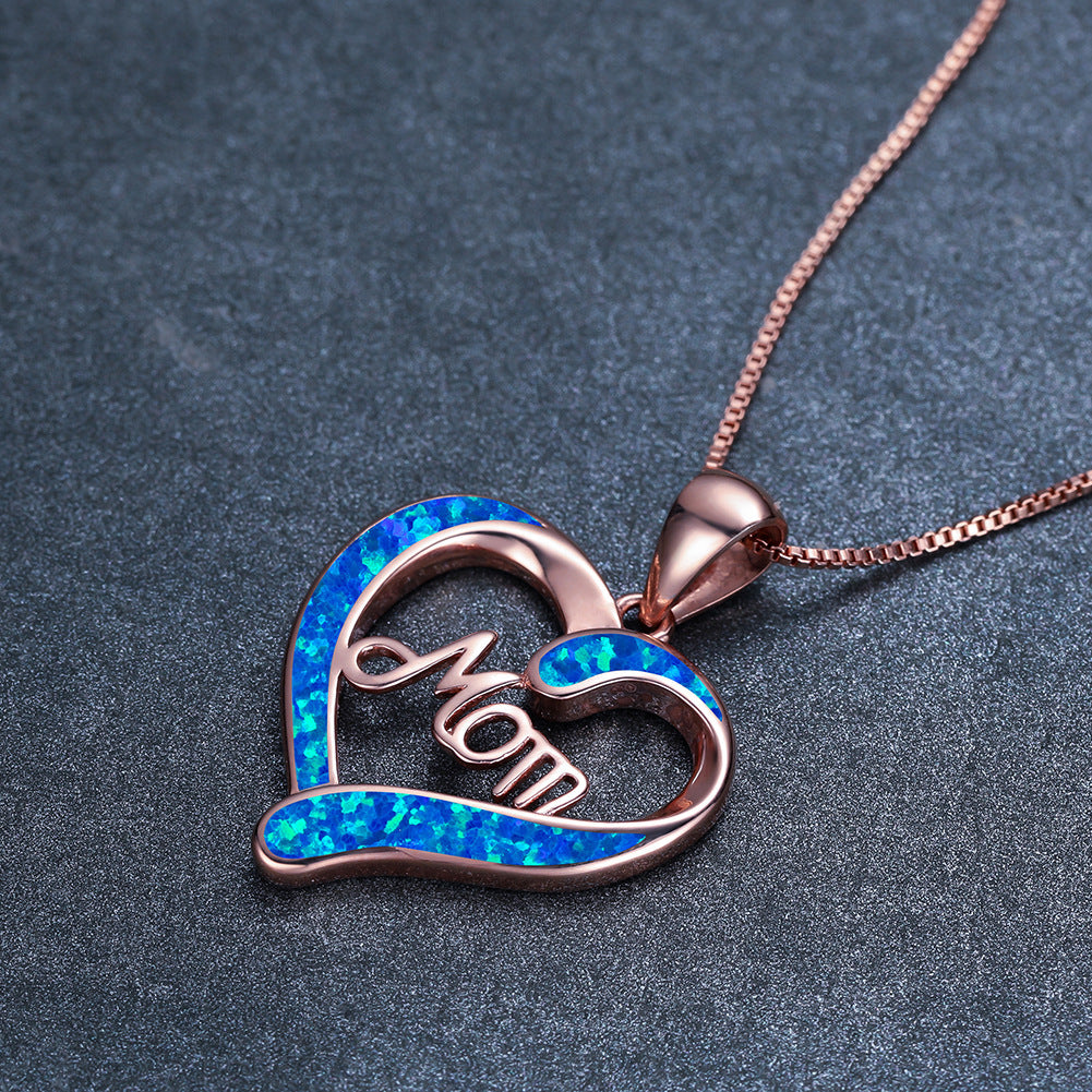 Love-shaped MOM Letter Necklace - Kaldas Online Shopping