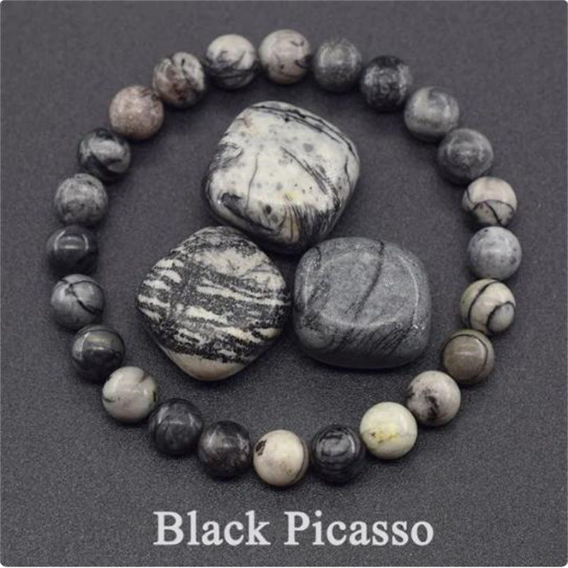 Natural Stone Elastic Beaded Bracelet