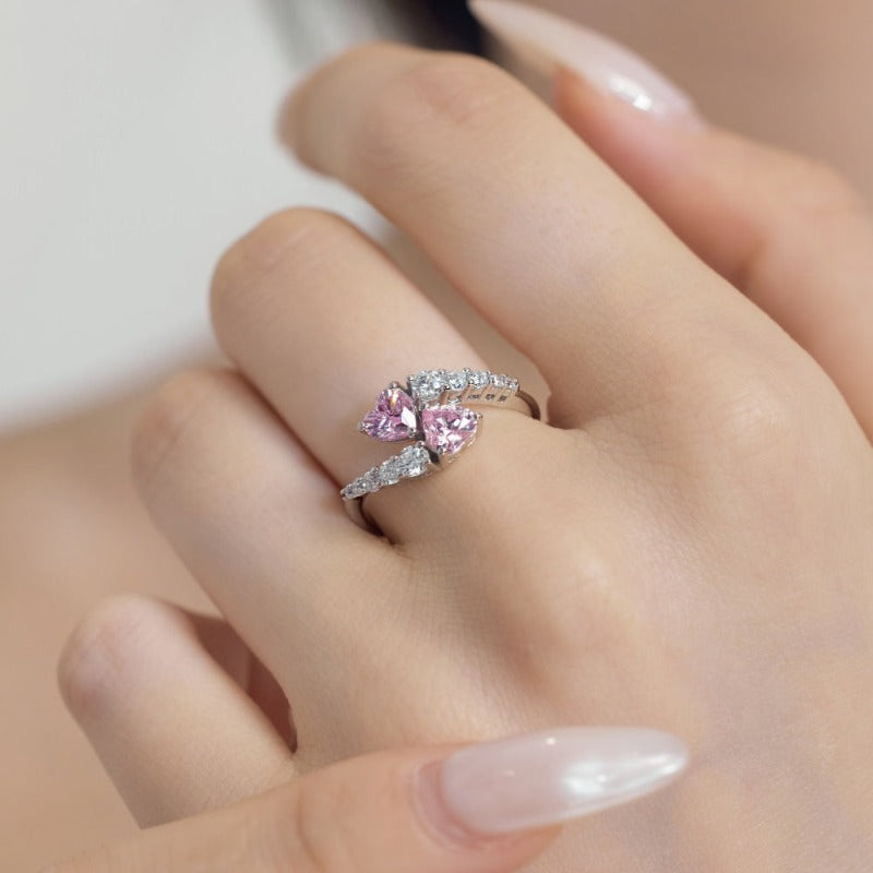 S925 Sterling Silver Blue Heart-Shaped Zircon Ring - Kaldas Online Shopping