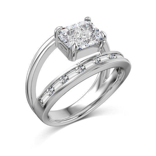 S925 Silver Double-layer Rectangular Zircon Ring - Kaldas Online Shopping