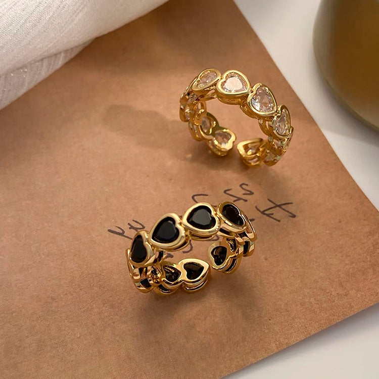 Retro Heart-shaped Zircon Ring - Kaldas Online Shopping