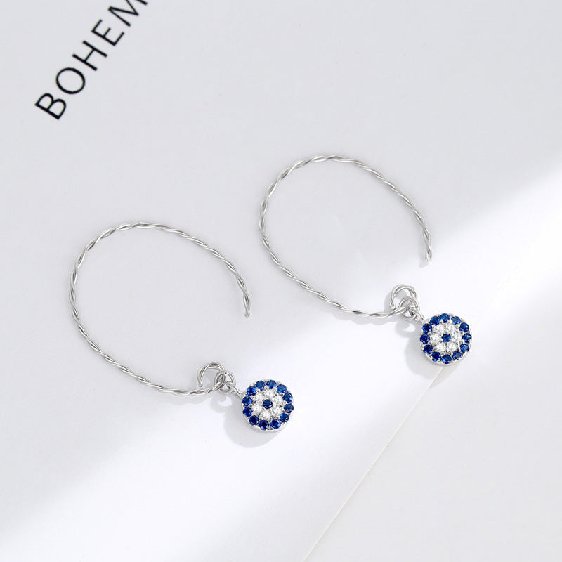 Sterling Silver Zircon Needle Earrings - Kaldas Online Shopping