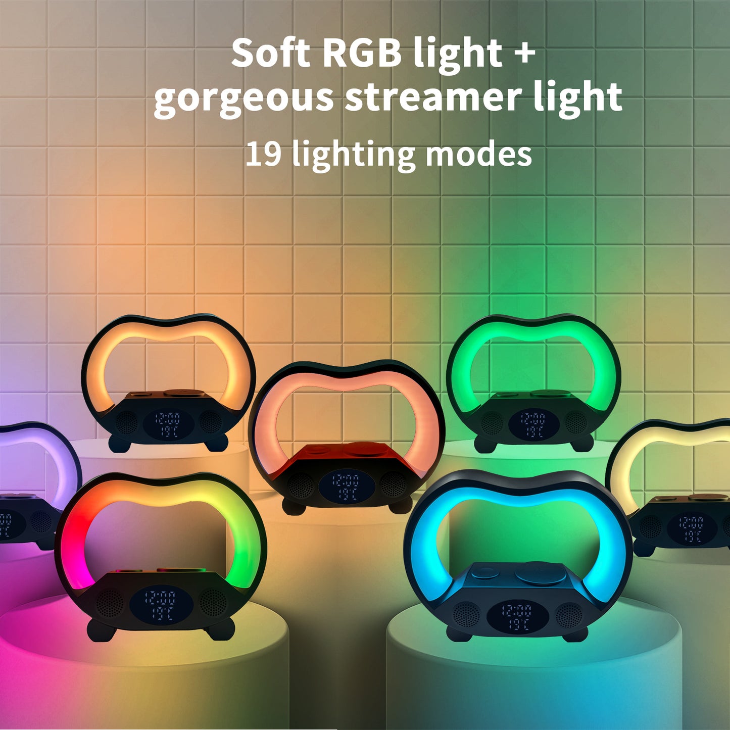 Smart LED Table Lamp:6-in-1 Bluetooth Speaker, Wireless Charger & Remote-Control Night Light