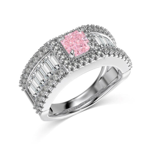 S925 Silver Square Ice Flower Cut Zircon Ring - Kaldas Online Shopping