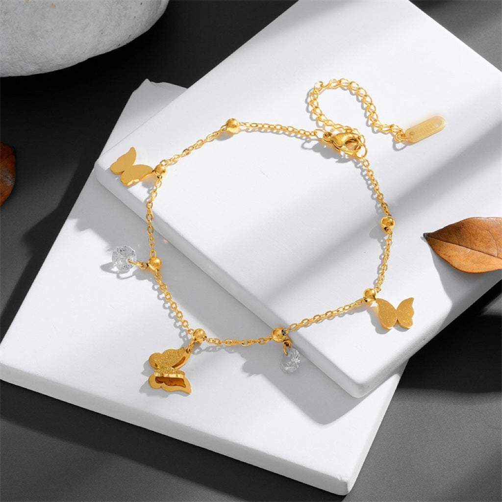 Titanium Steel Plated Butterfly Anklet - Kaldas Online Shopping