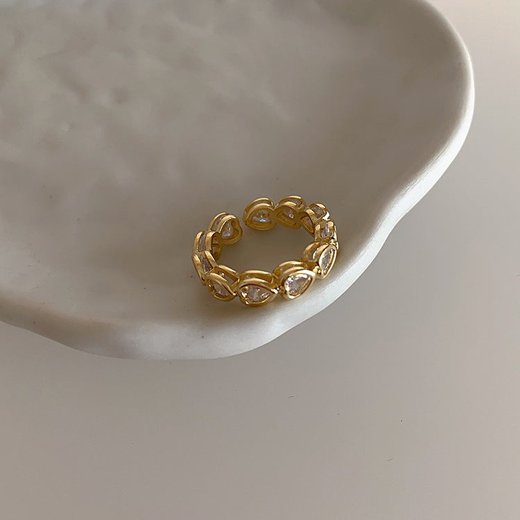 Retro Heart-shaped Zircon Ring - Kaldas Online Shopping
