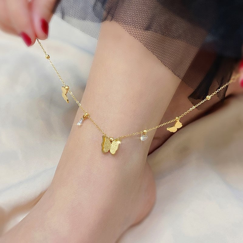 Titanium Steel Plated Butterfly Anklet - Kaldas Online Shopping