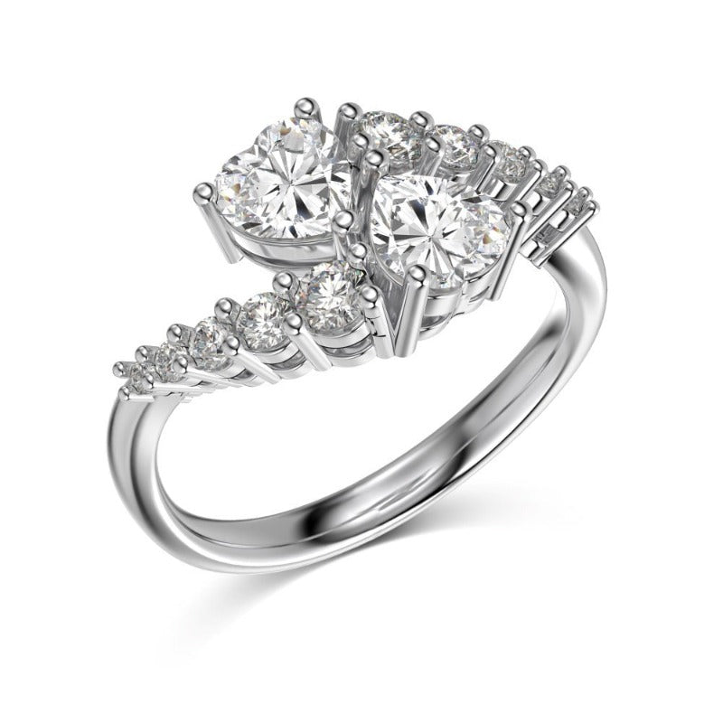 S925 Sterling Silver Blue Heart-Shaped Zircon Ring - Kaldas Online Shopping