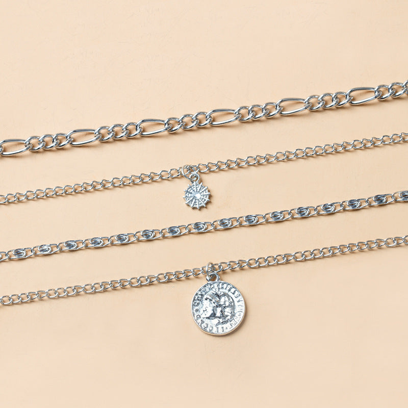 Alloy Layered Coin Necklace - Kaldas Online Shopping