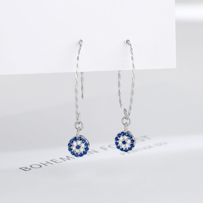 Sterling Silver Zircon Needle Earrings - Kaldas Online Shopping