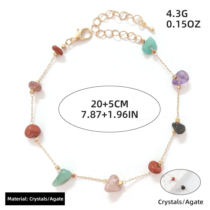 Natural Color Agate Stone Anklet - Kaldas Online Shopping
