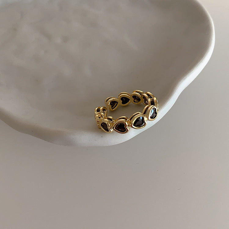 Retro Heart-shaped Zircon Ring - Kaldas Online Shopping